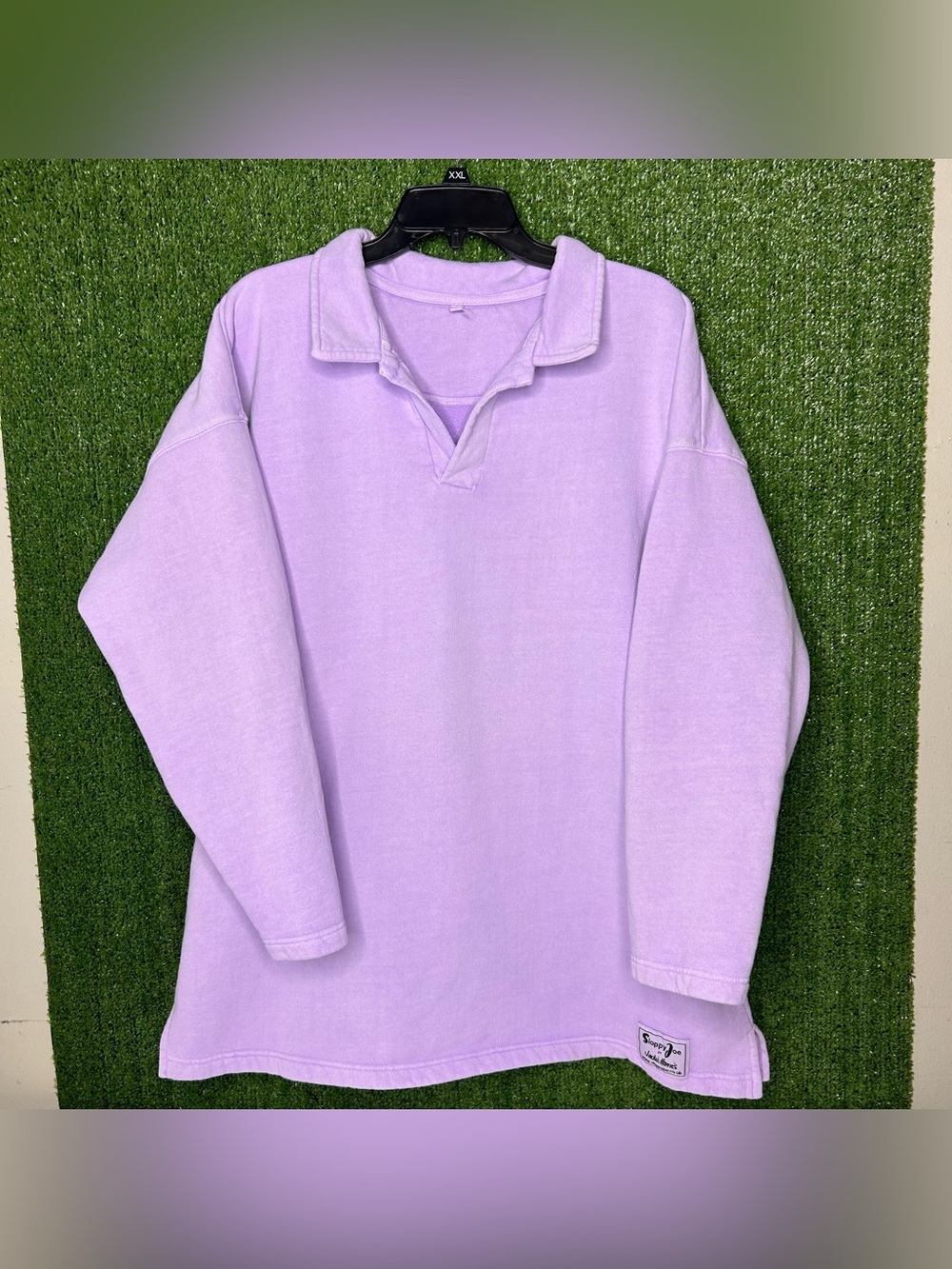 Sloppy Joe Women’s Collar 02 Organic Cotton Sweatshirt Lavender Size 3 D3